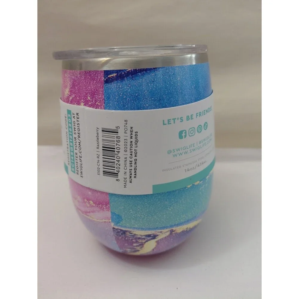 Swig Life Razzleberry Stemless Wine Cup w/Lid 14 oz Stainless Steel Insulated - Picture 4 of 9